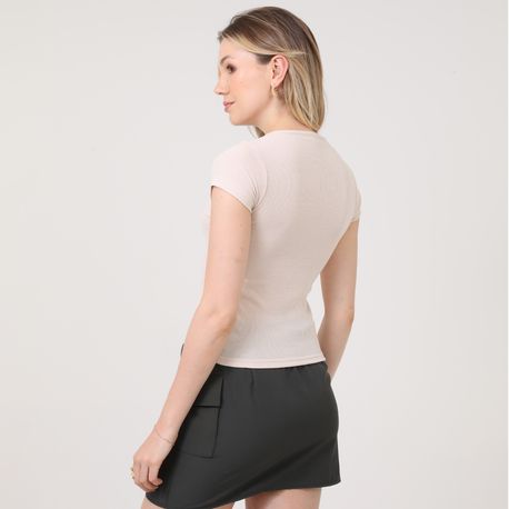 BLUSA MC RIBANA DEC V FRANZIDO 03 2 43 BEGE M