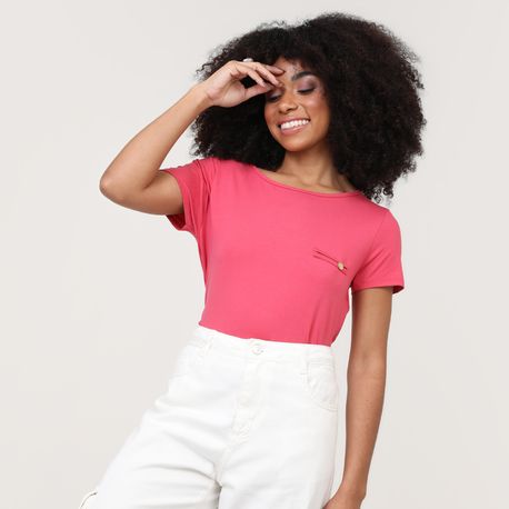 BLUSA MC VISCOLYCRA PINGENTE 354 ROSA P