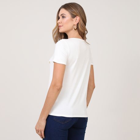 BLUSA MC VISCOLYCRA PINGENTE 354 OFF WHITE P