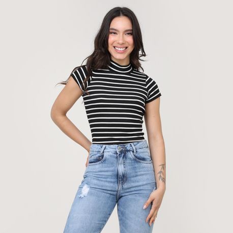 BLUSA MC LISTRADA RIB GOLA ALTA 13 2 05 LISTRADO M