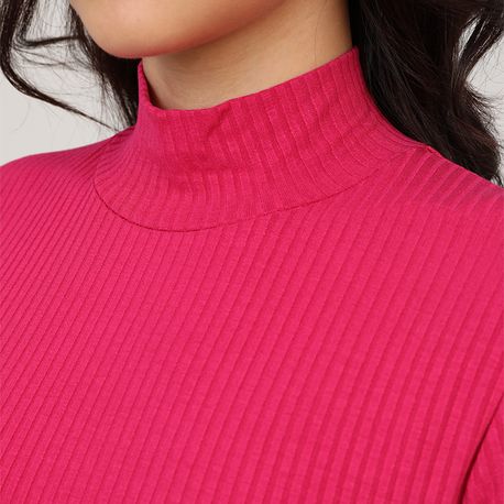 BLUSA MC GOLA RIB CROPPED 220692 PINK P