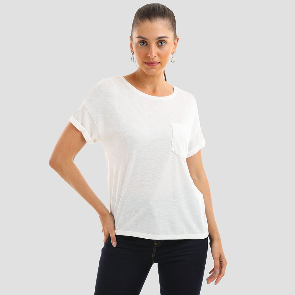 T SHIRT TRICOT BOLSO 102266 OFF WHITE P