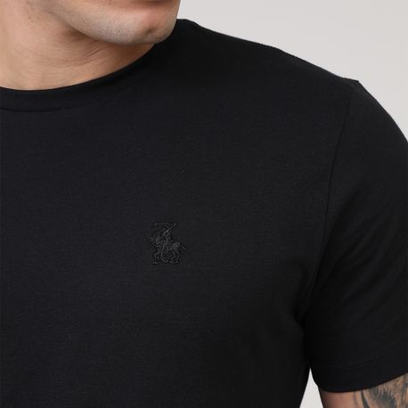 CAMISETA BASICA CARECA C/ BORDADO P124 PRETO P
