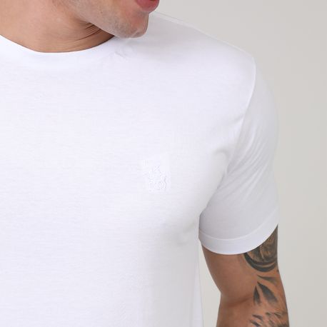 CAMISETA BASICA CARECA C/ BORDADO P124 BRANCO P