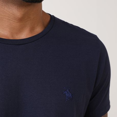 CAMISETA BASICA CARECA C/ BORDADO P124 MARINHO P