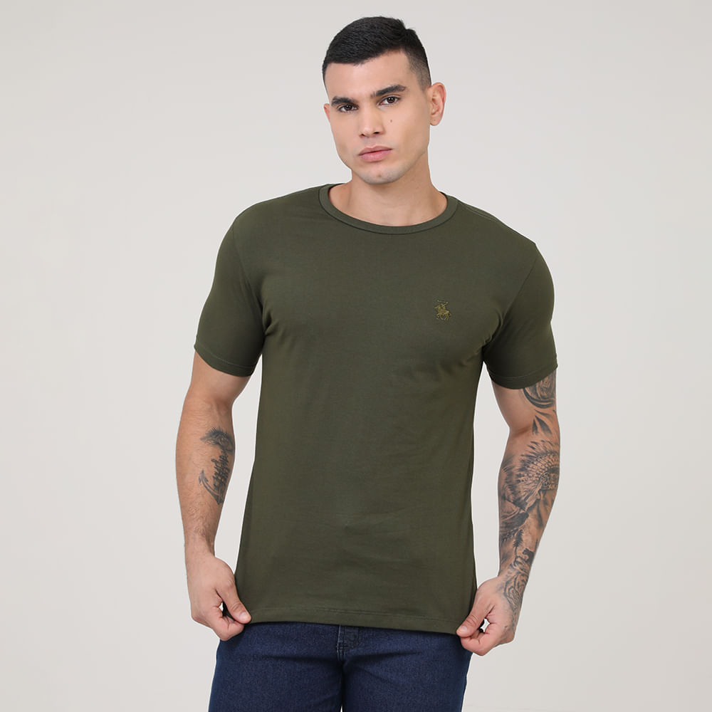 CAMISETA BASICA CARECA C/ BORDADO P124 MILITAR P