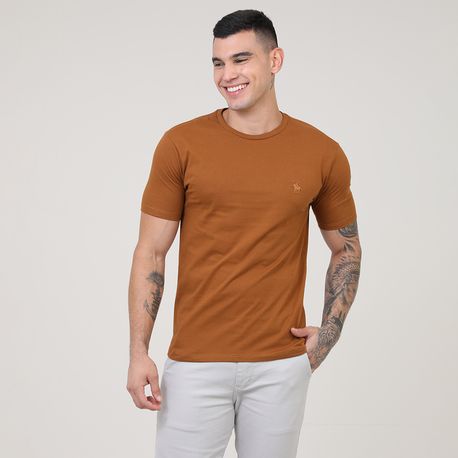 CAMISETA BASICA CARECA C/ BORDADO P124 OCRE P