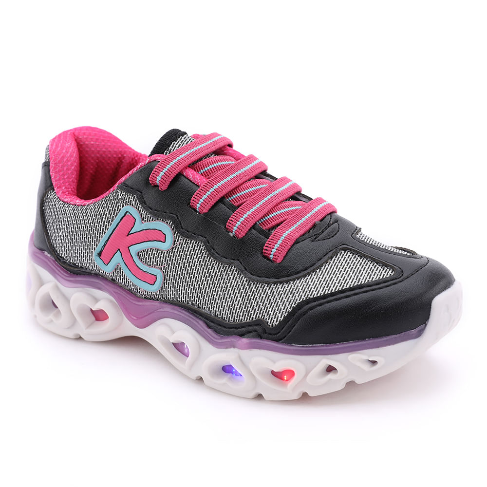 TENIS LIGHT GIRL JUV MNA 023 0012 PRETO / PINK 25