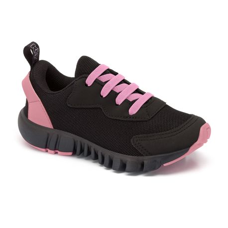 TENIS JOGGING BB  MNA 244042000 PRETO/ROSA DOCE 27