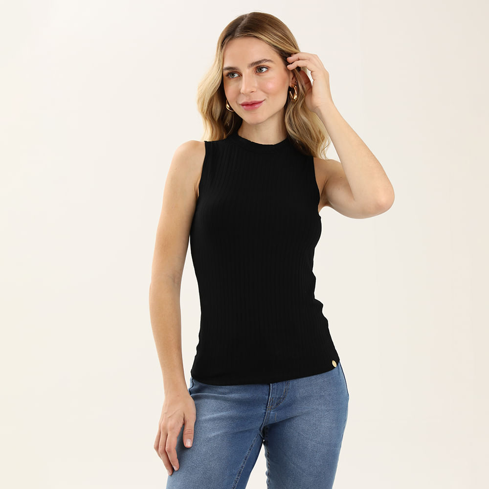 REGATA ALTERNECK CANELADA 361 PRETO P