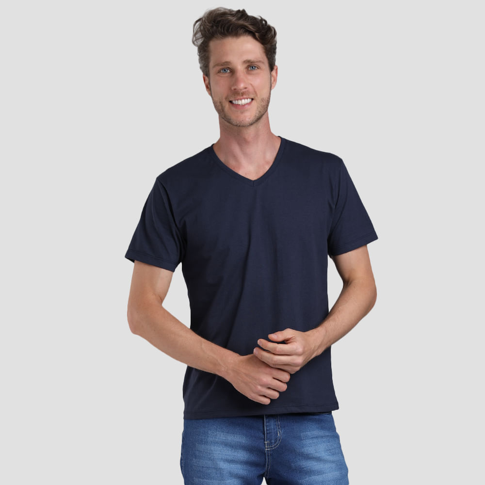 CAMISETA BASICA GOLA V 3003 MARINHO P