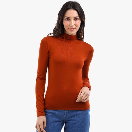 BLUSA ML GOLA ALTA VISCOL 00060 CARAMELO P