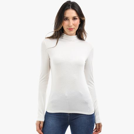 BLUSA ML GOLA ALTA VISCOL 00060 OFF WHITE M