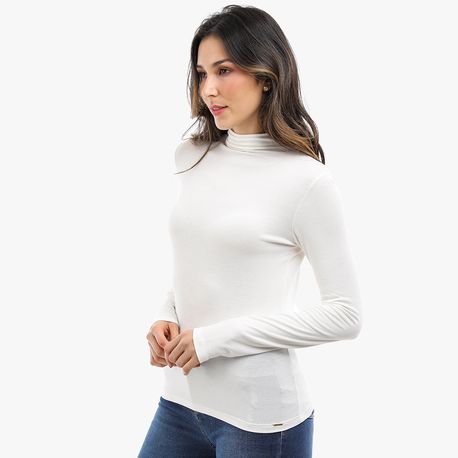 BLUSA ML GOLA ALTA VISCOL 00060 OFF WHITE M