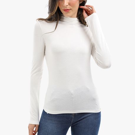 BLUSA ML GOLA ALTA VISCOL 00060 OFF WHITE M
