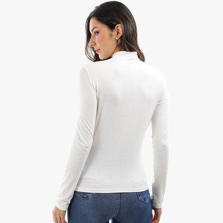 BLUSA ML GOLA ALTA VISCOL 00060 OFF WHITE M
