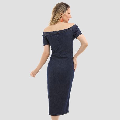 VESTIDO MIDI JUSTO JEANS 60733 JEANS ESCURO G