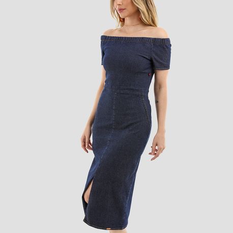 VESTIDO MIDI JUSTO JEANS 60733 JEANS ESCURO G