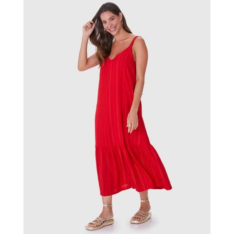 VESTIDO MIDI TP BABADO 3910 VERMELHO P