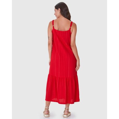 VESTIDO MIDI TP BABADO 3910 VERMELHO P