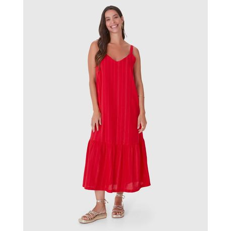 VESTIDO MIDI TP BABADO 3910 VERMELHO P