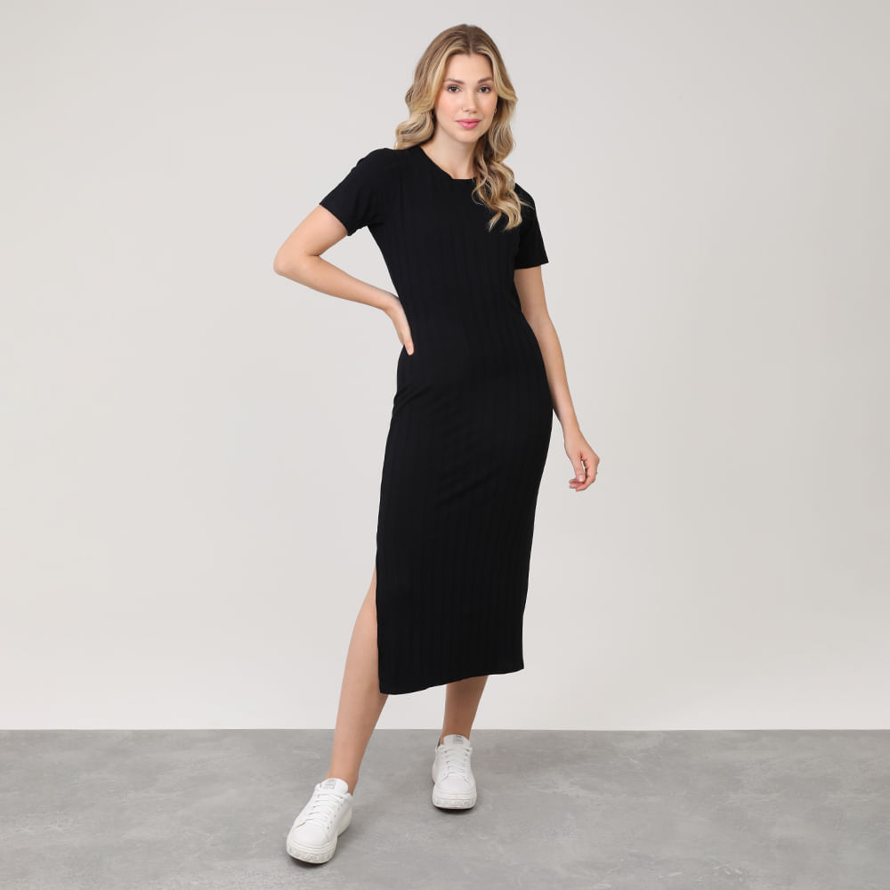 VESTIDO MIDI MC CANEL LARGO 230855 PRETO M