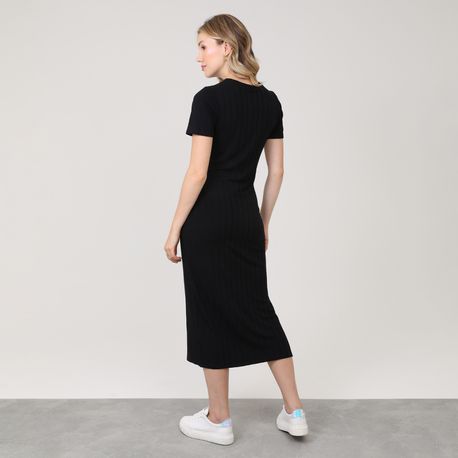 VESTIDO MIDI MC CANEL LARGO 230855 PRETO G