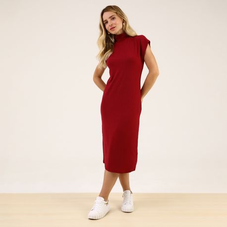VESTIDO MC MIDI CANEL GOLA 73072 VINHO P