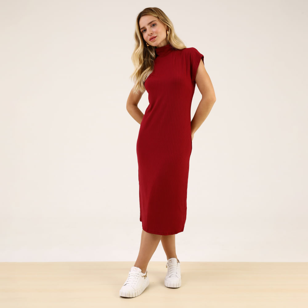 VESTIDO MC MIDI CANEL GOLA 73072 VINHO P