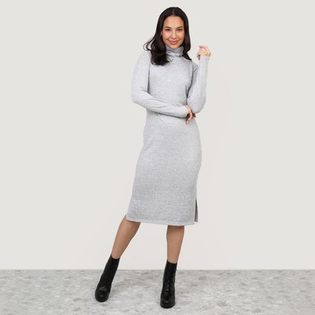 VESTIDO MIDI GOLA ALTA TRICOT 702884 MESCLA GG