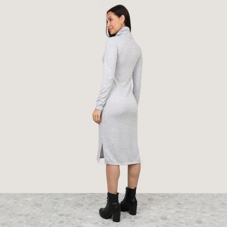 VESTIDO MIDI GOLA ALTA TRICOT 702884 MESCLA GG