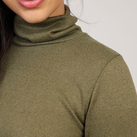VESTIDO MIDI GOLA ALTA TRICOT 702884 MILITAR G