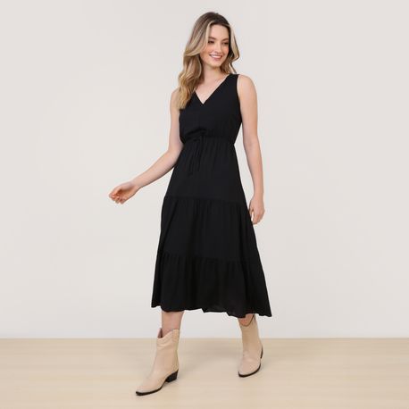 VESTIDO MIDI 3 MARIAS TP 702847 PRETO P