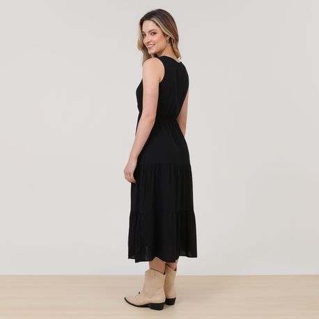 VESTIDO MIDI 3 MARIAS TP 702847 PRETO P