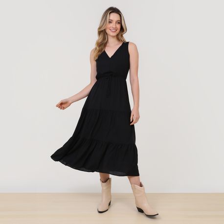 VESTIDO MIDI 3 MARIAS TP 702847 PRETO P