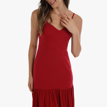 VESTIDO TP TWILL MIDI BABADO 50581 VERMELHO GG