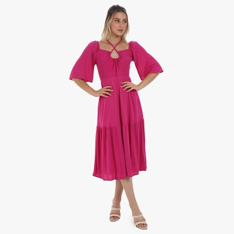 VESTIDO MC BABADO TP 103142 PINK P