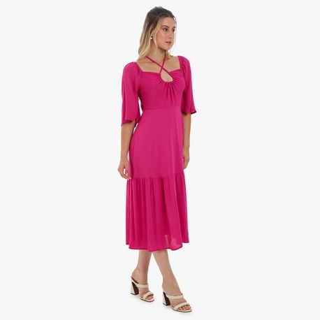 VESTIDO MC BABADO TP 103142 PINK P