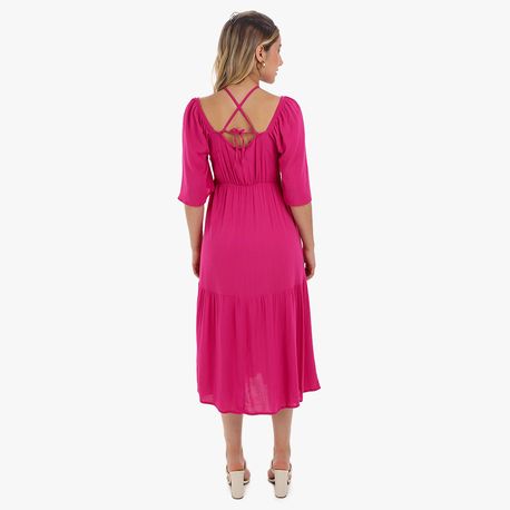 VESTIDO MC BABADO TP 103142 PINK P