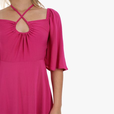 VESTIDO MC BABADO TP 103142 PINK P