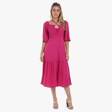 VESTIDO MC BABADO TP 103142 PINK P