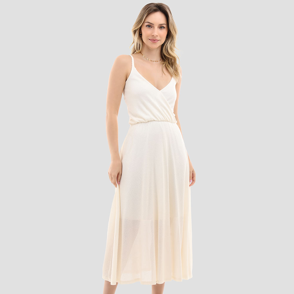 VESTIDO MIDI DIF 182514 OFF WHITE M