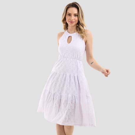 VESTIDO MIDI ALTERNECK 3 MARIAS LAISE 24017 BRANCO P