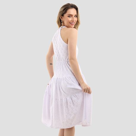 VESTIDO MIDI ALTERNECK 3 MARIAS LAISE 24017 BRANCO P