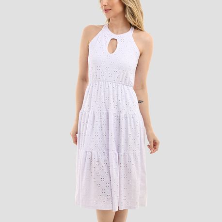 VESTIDO MIDI ALTERNECK 3 MARIAS LAISE 24017 BRANCO P