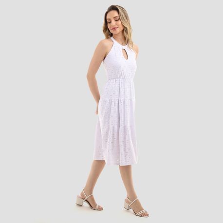 VESTIDO MIDI ALTERNECK 3 MARIAS LAISE 24017 BRANCO P