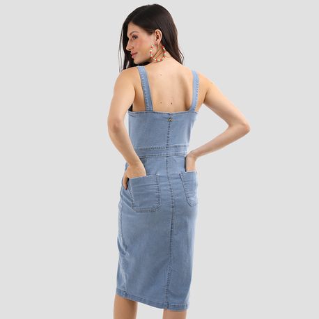 VESTIDO MIDI LYCRA ZIPER 142220 JEANS CLARO 36