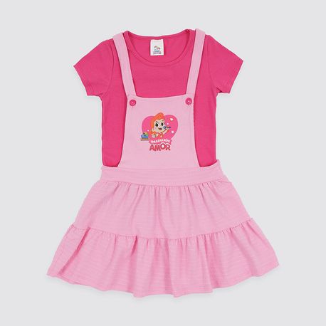 SALOPETE 3 PALAVRINHAS COM BLUSA TC7652E ROSA 01