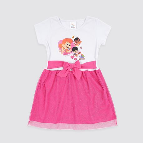 VESTIDO 3 PALAVRINHAS COM TULE 014 PINK 01