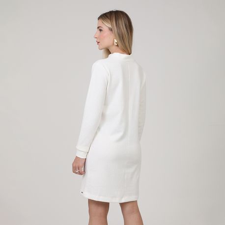 VESTIDO ML CANEL TRICOT GOLA ALTA 73071 OFF WHITE P